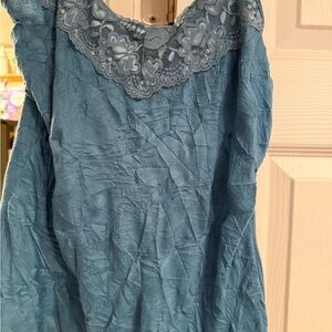 Maurices Blue Lace Trim Top